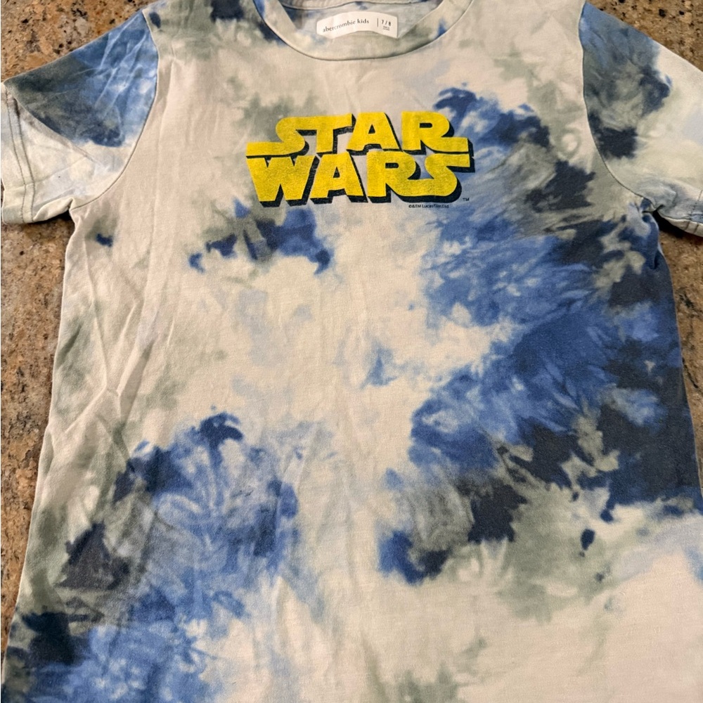 Abercrombie Kids Star Wars Tie-Dye Shirt - Blue and White